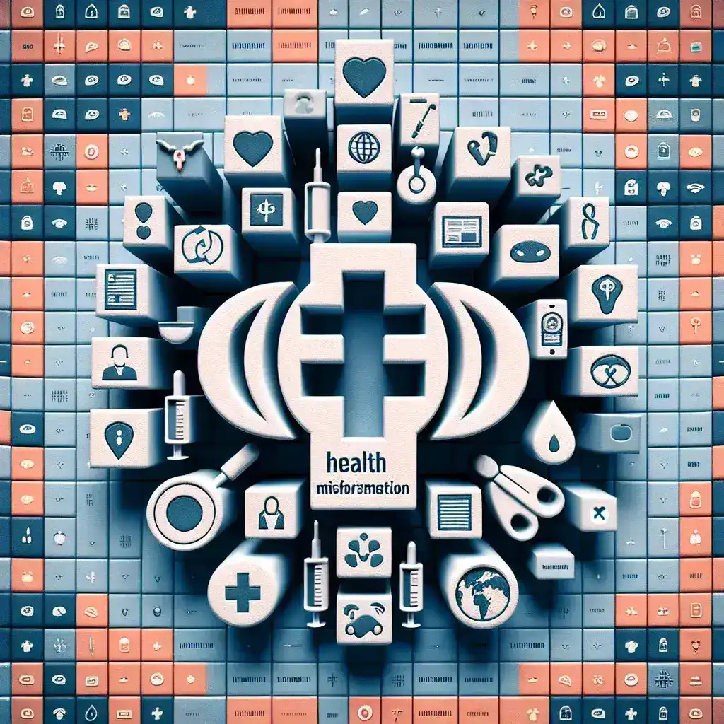 "Image depicting the Kominfo (Indonesian Ministry of Communication and Information) logo alongside a graphic representation of a computer screen displaying blocked domains, illustrating the agency's recent action to block hundreds of online domains spreading health-related hoaxes."